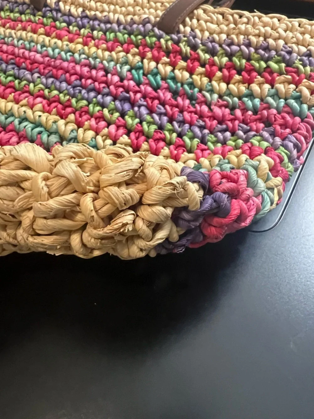 Vintage Multicolor Rainbow Woven Tote‎ Bag